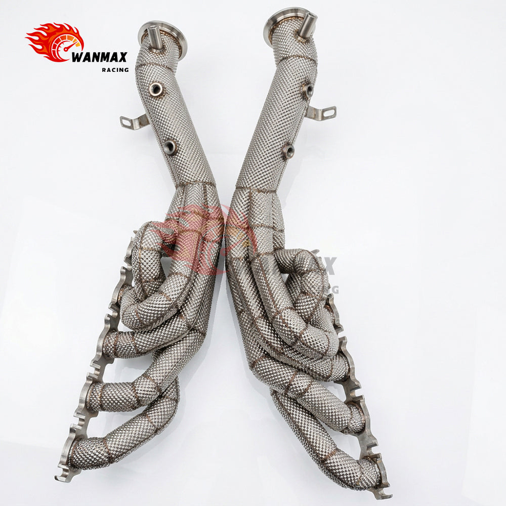 Heat Shield Wrapped SS304 Equal Length Exhaust Headers for Lamborghini Huracan 5.2L V10