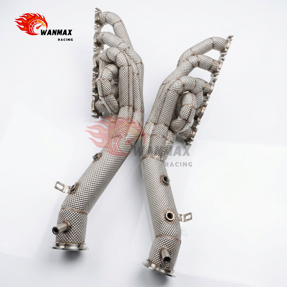 Heat Shield Wrapped SS304 Equal Length Exhaust Headers for Lamborghini Huracan 5.2L V10