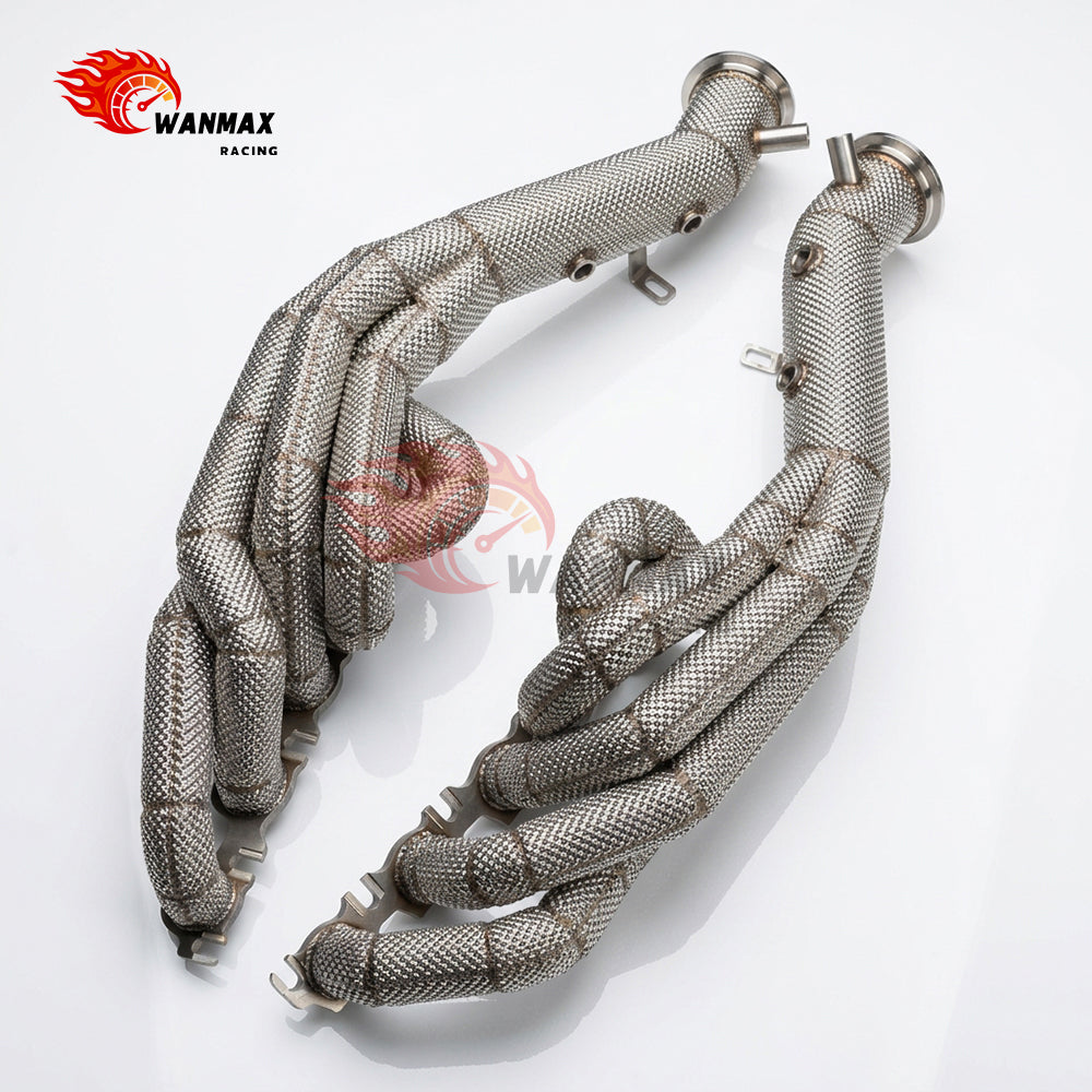 Heat Shield Wrapped SS304 Equal Length Exhaust Headers for Lamborghini Huracan 5.2L V10