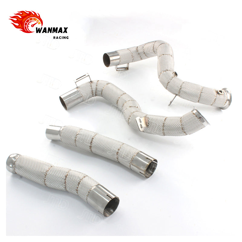 T304 Heat-Shielded Downpipe Pair with Extension Pipes for Mercedes-AMG GT / GTS / GTR 4.0T V8