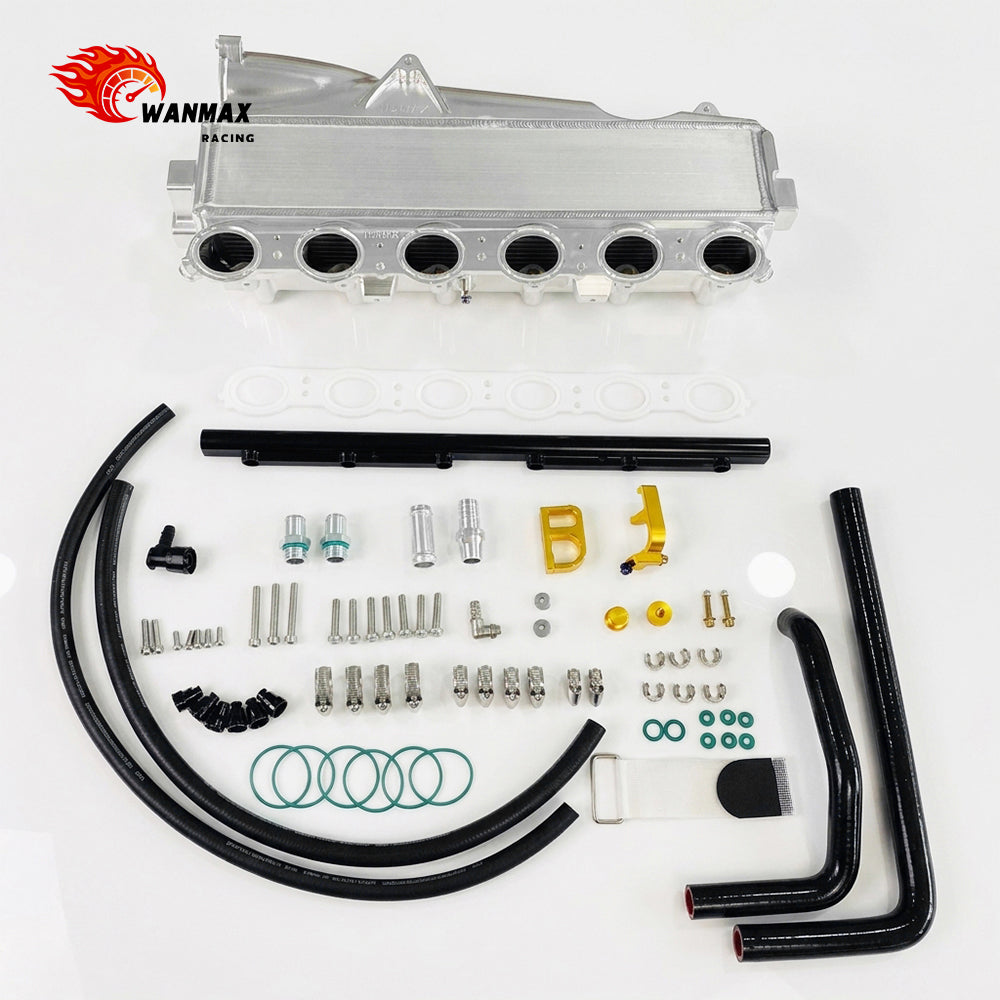 124.35mm Ultra-Thick Single-Pass Core B58TU Max Intake Manifold Charge Air Cooler with Billet Fuel Rail For BMW G20 M340i Toyota Supra A90 A91