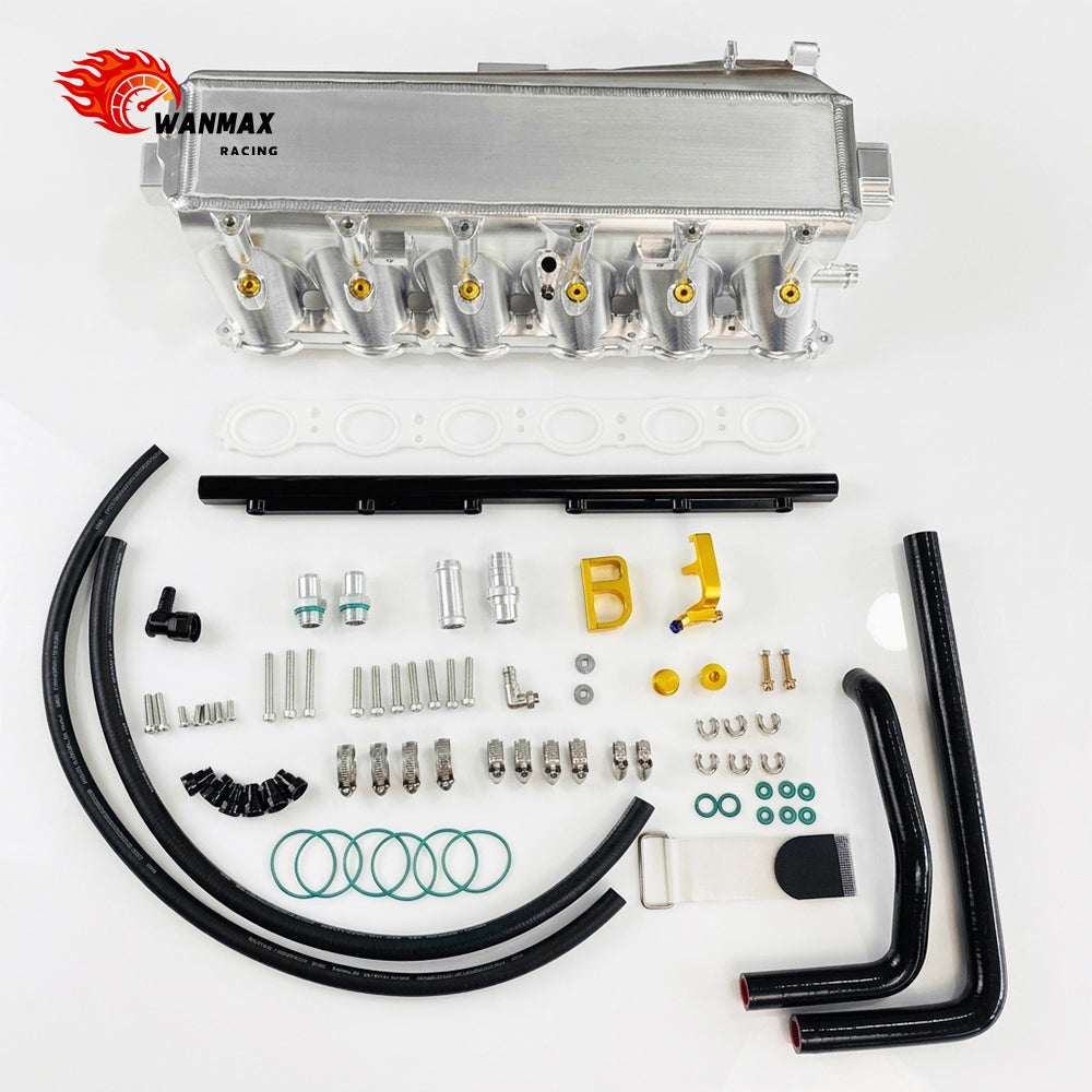 124.35mm Ultra-Thick Single-Pass Core B58TU Max Intake Manifold Charge Air Cooler with Billet Fuel Rail For BMW G20 M340i Toyota Supra A90 A91