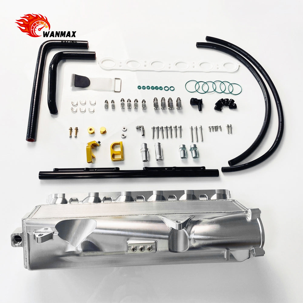 124.35mm Ultra-Thick Single-Pass Core B58TU Max Intake Manifold Charge Air Cooler with Billet Fuel Rail For BMW G20 M340i Toyota Supra A90 A91
