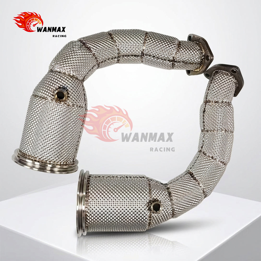 Heat Shielded T304 Stainless Steel Exhaust Downpipe For Lamborghini Urus RSQ8 Cayenne 4.0T V8 EA825 Twin Turbo