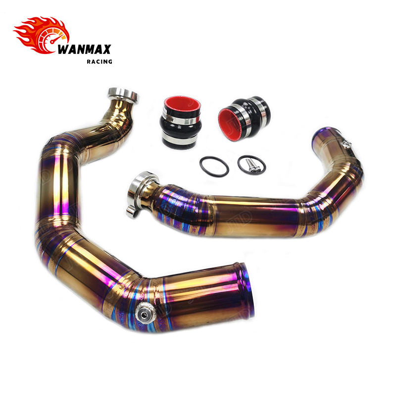 Titanium Charge Pipe Kit for BMW F80 M3 F82 M4 F87 M2c S55 3.0T Twin Turbo Engines with Heavy Duty Clamps