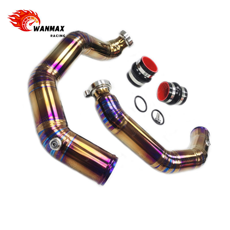 Titanium Charge Pipe Kit for BMW F80 M3 F82 M4 F87 M2c S55 3.0T Twin Turbo Engines with Heavy Duty Clamps