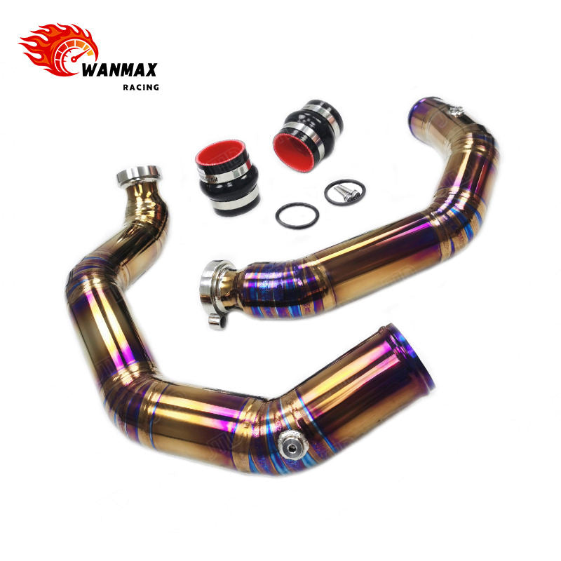 Titanium Charge Pipe Kit for BMW F80 M3 F82 M4 F87 M2c S55 3.0T Twin Turbo Engines with Heavy Duty Clamps