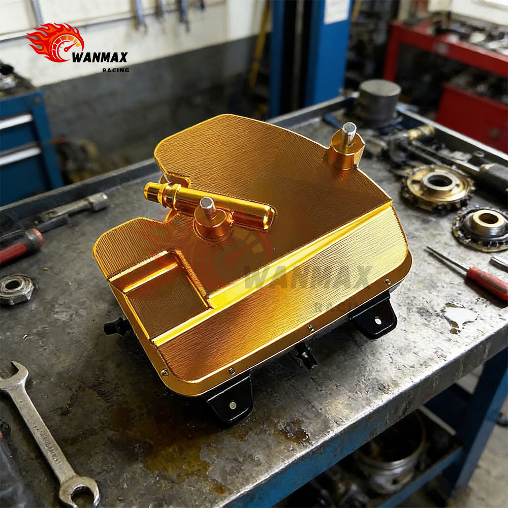 Luxury Gold CNC Billet Aluminum Coolant Expansion Tank for BMW F90 M5 F92 M8 S63 4.4T V8 Engines Reuses OEM Cap