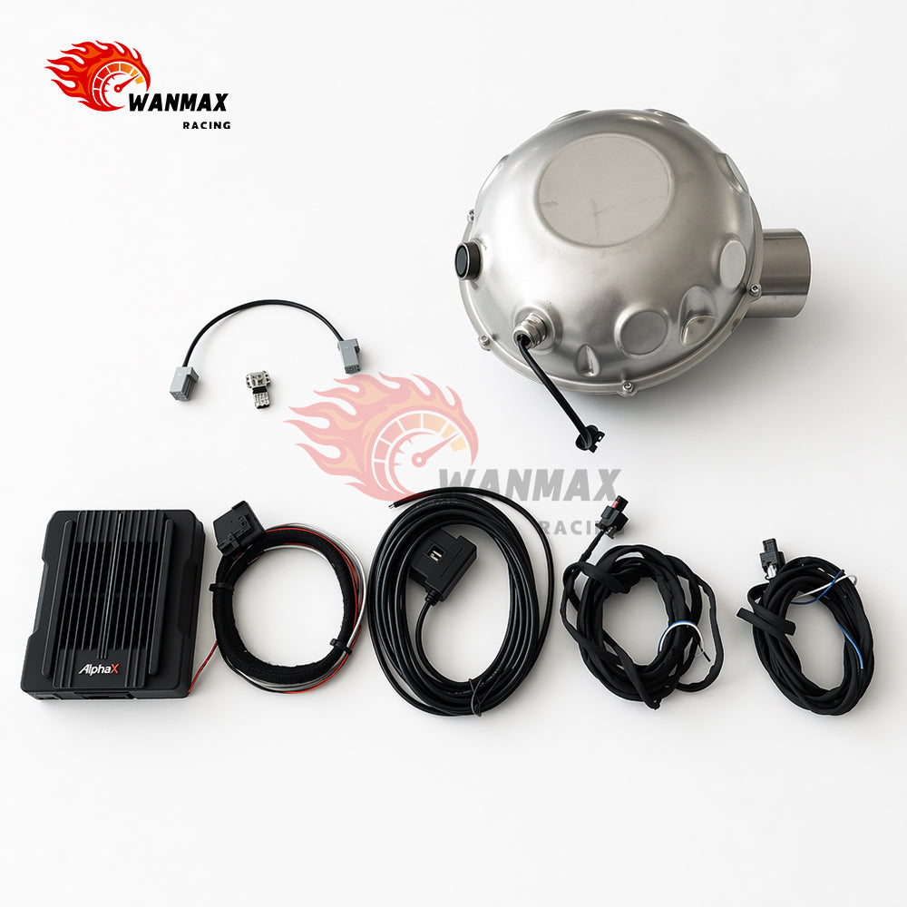 AlphaX Universal Electronic Active Exhaust Sound Booster Kit with Bluetooth App Control and Smart OBD Box
