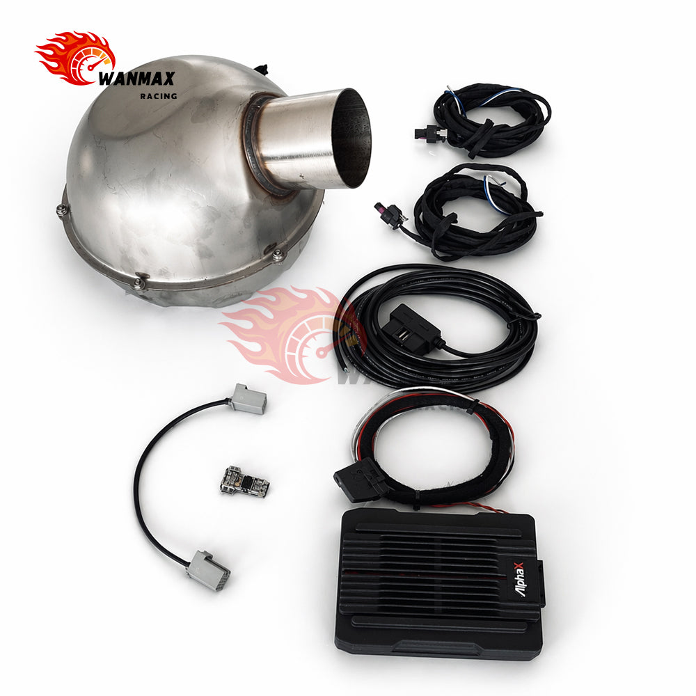 AlphaX Universal Electronic Active Exhaust Sound Booster Kit with Bluetooth App Control and Smart OBD Box