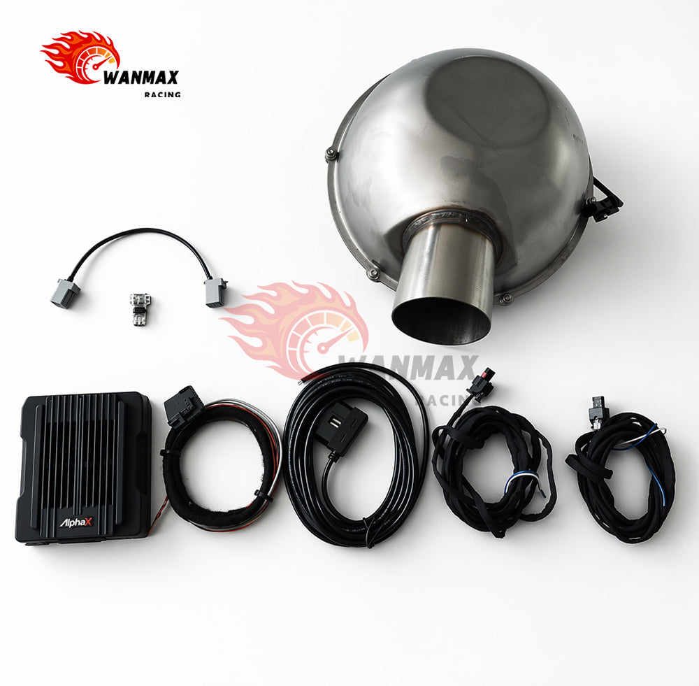 AlphaX Universal Electronic Active Exhaust Sound Booster Kit with Bluetooth App Control and Smart OBD Box