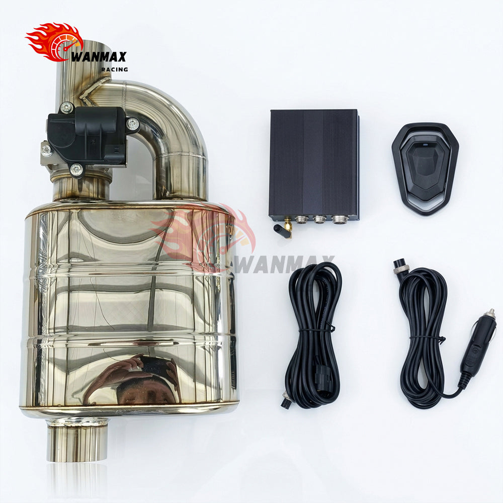 High Flow Universal Electric Valve Exhaust Muffler Kit Stainless Steel Valve Silencer Canister With Remote Controller 2.5/2.75/3/3.5
