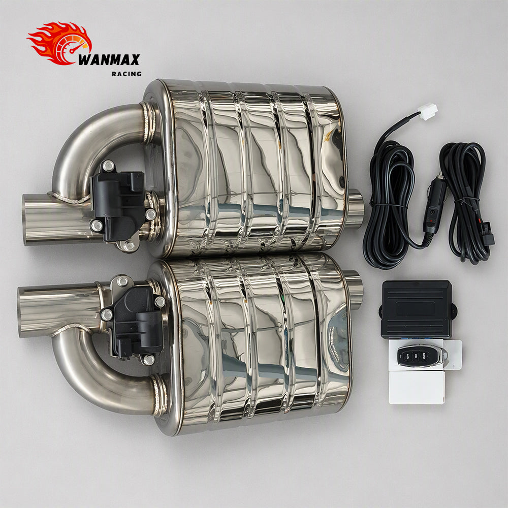 3inch Universal Valved Exhaust Muffler Perforated Internal Structure Stainless Steel Baffled Muffler with Controller Kit