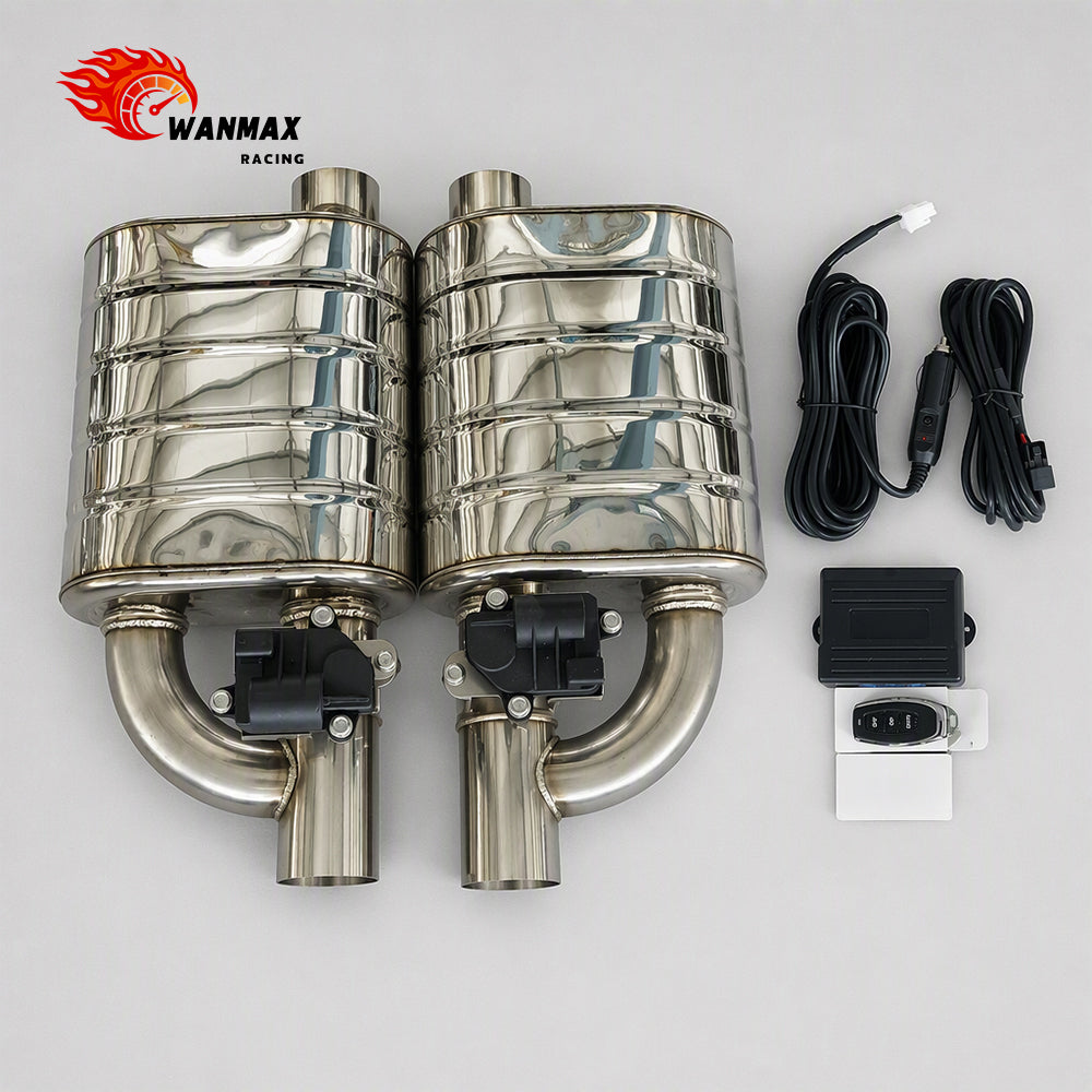 3inch Universal Valved Exhaust Muffler Perforated Internal Structure Stainless Steel Baffled Muffler with Controller Kit