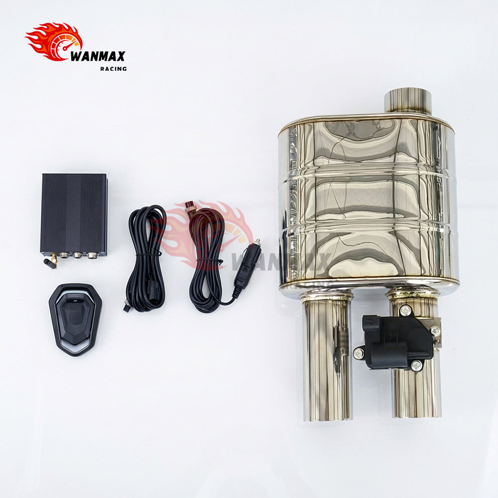 Universal High‑Flow Electric Valved Exhaust Muffler Single In Dual Out Stainless Steel Valve Silencer With Remote Controller