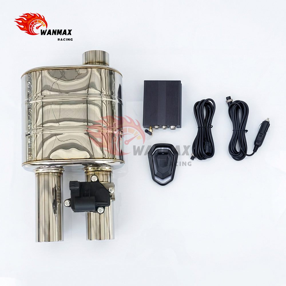 Universal High‑Flow Electric Valved Exhaust Muffler Single In Dual Out Stainless Steel Valve Silencer With Remote Controller