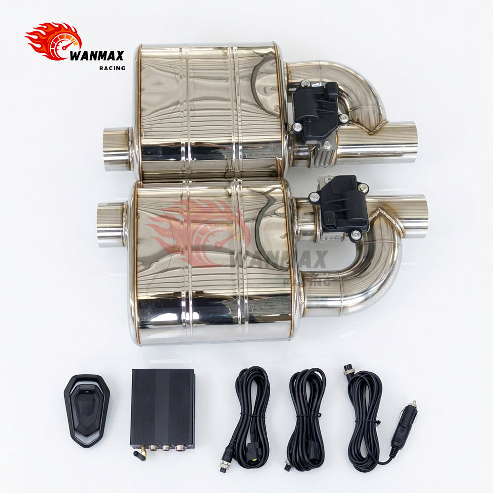 Left & Right Single In Single Out Electric Valve Muffler Kit 63-89mm Universal Adjustable Sound Exhaust Silencer With Remote