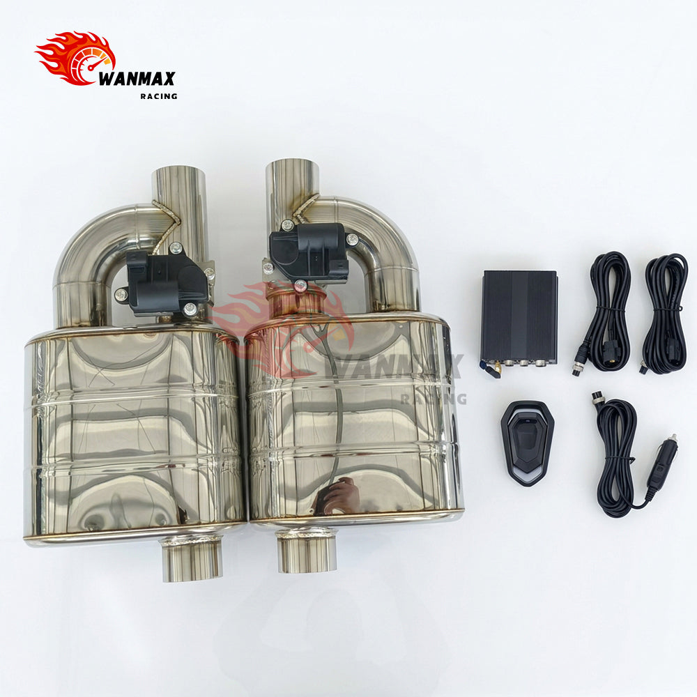 Left & Right Single In Single Out Electric Valve Muffler Kit 63-89mm Universal Adjustable Sound Exhaust Silencer With Remote