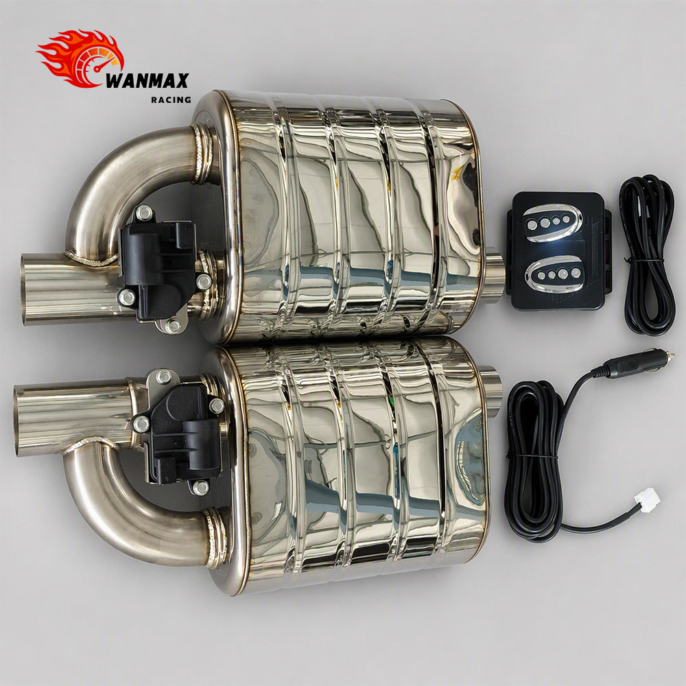 3 Inch Universal Stainless Steel Electric Exhaust Valve Muffler Single Inlet Single Outlet With Remote Controller Pair