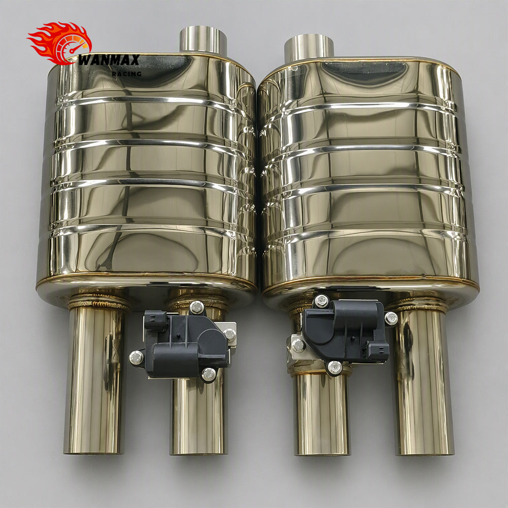 2.5inch Universal Car Exhaust System Valved Muffler Electric Cutout Valve Perforated tube Internal Silencer with Remote Switch