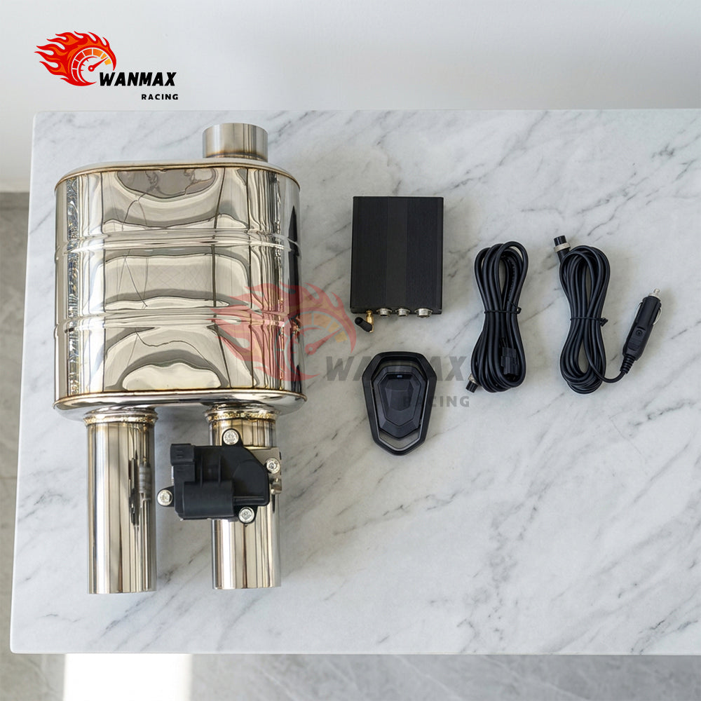 Universal High‑Flow Electric Valved Exhaust Muffler Single In Dual Out Stainless Steel Valve Silencer With Remote Controller
