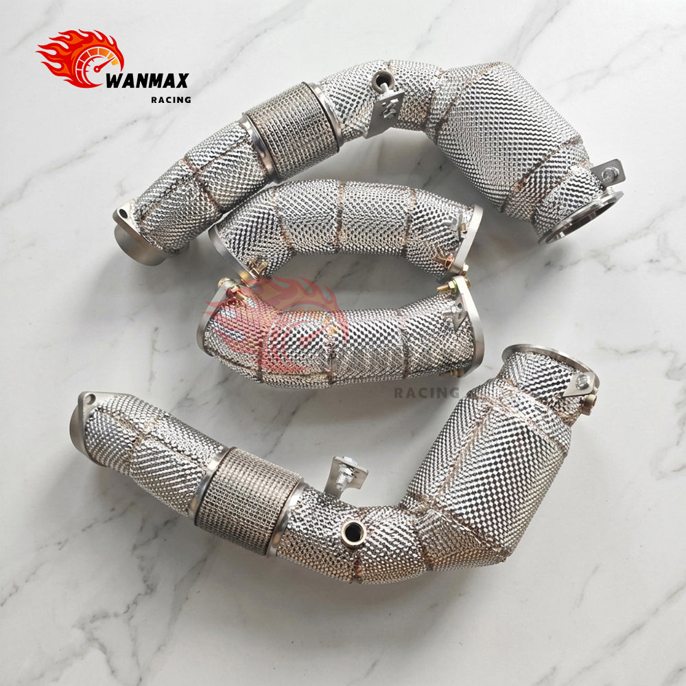 High Flow Catalytic Converter Exhaust Downpipe With Full Heat Shield for BMW X5 M60i XDrive 2024 Turbo Exhaust Upgrade