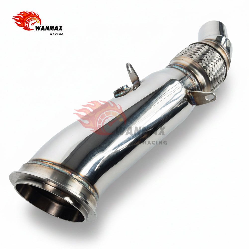 Polished T304 High-Flow Downpipe with Flex Pipe for BMW F20/F21 F22/F23 F30/F31/F34 F32/F33/F36 N20 2.0L Turbo