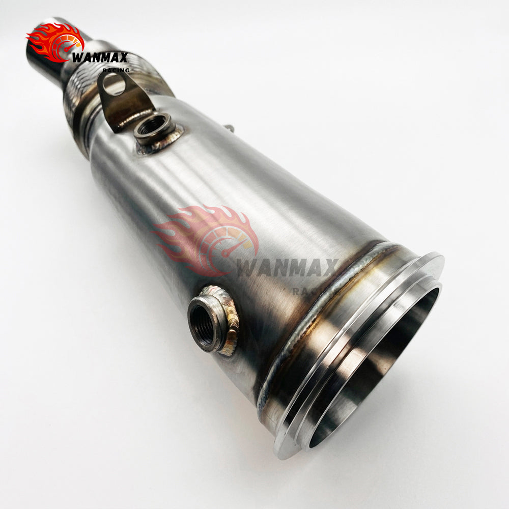 Brushed T304 High-Flow Downpipe with Braided Flex for BMW F20/F21 F22/F23 F30/F31/F34 F32/F33/F36 N20 2.0L 2011-2016