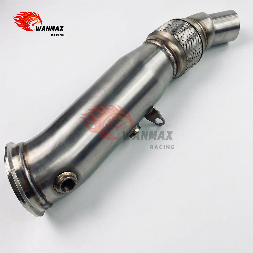 Brushed T304 High-Flow Downpipe with Braided Flex for BMW F20/F21 F22/F23 F30/F31/F34 F32/F33/F36 N20 2.0L 2011-2016