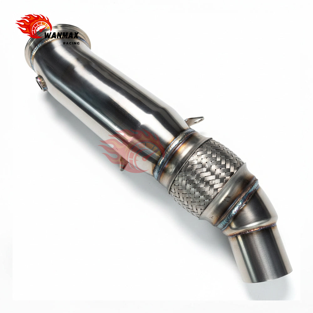 Polished T304 High-Flow Downpipe with Flex Pipe for BMW F20/F21 F22/F23 F30/F31/F34 F32/F33/F36 N20 2.0L Turbo