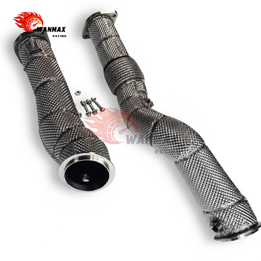 High Flow Exhaust Downpipe with Heat Shield For BMW G80 M3 G82 M4 G87 M2 S58 3.0L Turbo 2021+ Flex Bellows