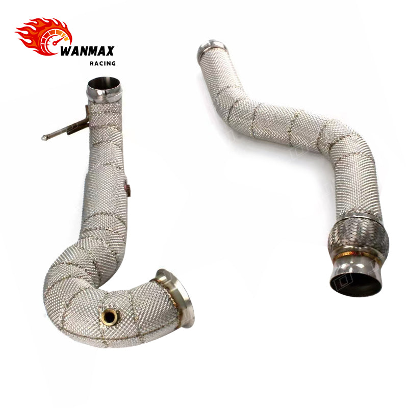 Automotive Stainless Steel Exhaust Downpipe for Mercedes Benz A45 AMG 2.0L 4MATIC With Heat Shield