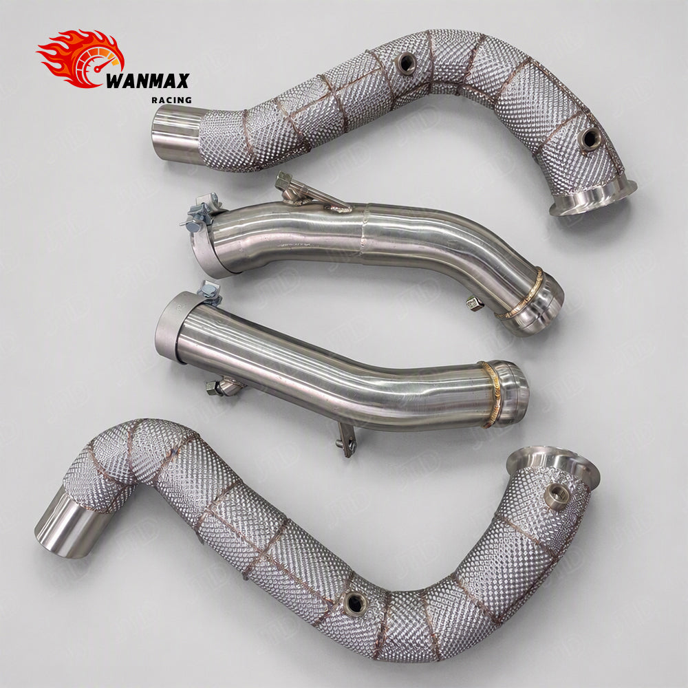 Performance Exhaust Downpipe with Heat Shield for Mercedes Benz AMG GT63 GT63S M177.2 V8 with OPF Plugs