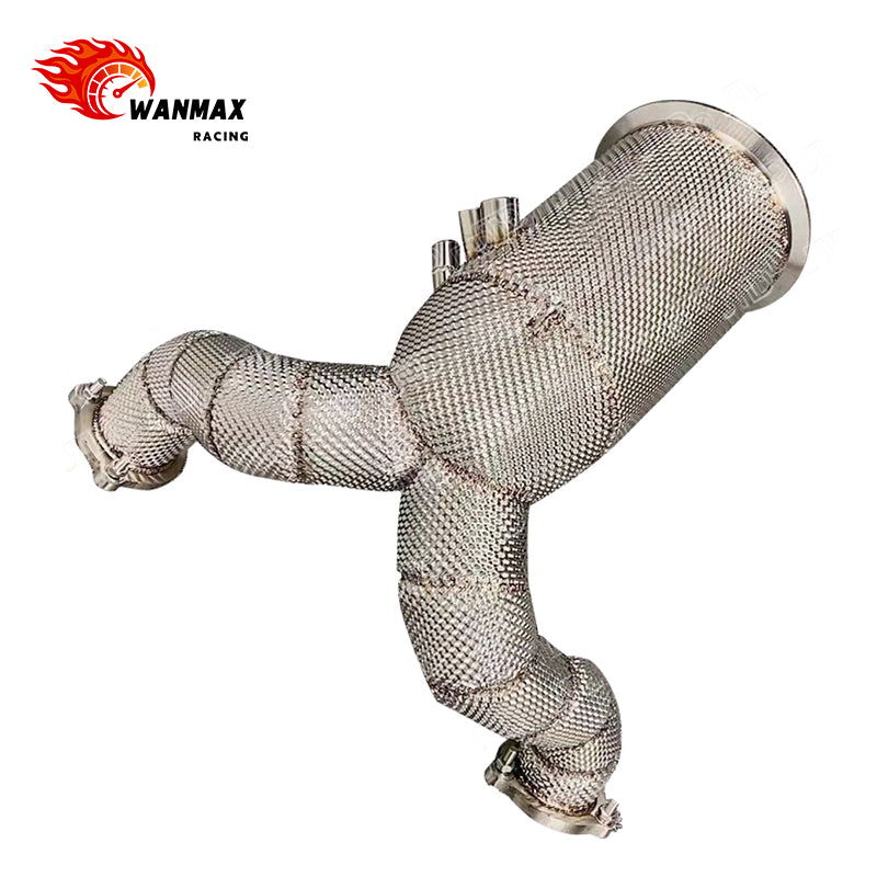 T304 OPF-Version Catless Downpipe with Heat Shield for Porsche Cayenne 9YA / 9Y0, Audi Q7 / Q8 and VW Touareg 3.0T V6 EA839