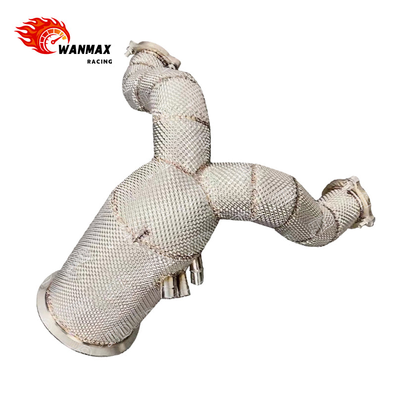 T304 OPF-Version Catless Downpipe with Heat Shield for Porsche Cayenne 9YA / 9Y0, Audi Q7 / Q8 and VW Touareg 3.0T V6 EA839