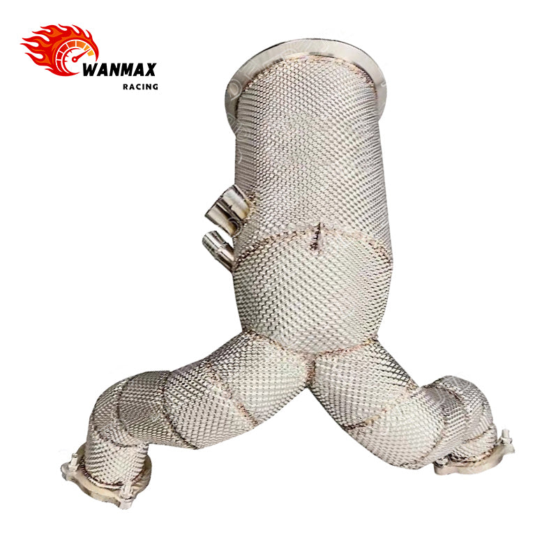 T304 OPF-Version Catless Downpipe with Heat Shield for Porsche Cayenne 9YA / 9Y0, Audi Q7 / Q8 and VW Touareg 3.0T V6 EA839