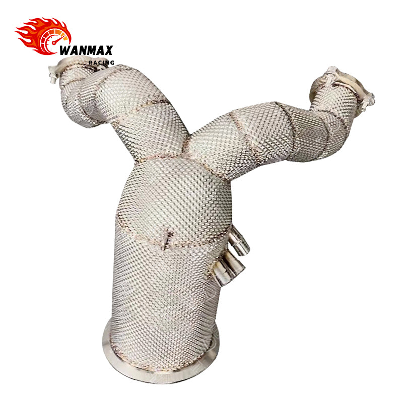 T304 OPF-Version Catless Downpipe with Heat Shield for Porsche Cayenne 9YA / 9Y0, Audi Q7 / Q8 and VW Touareg 3.0T V6 EA839