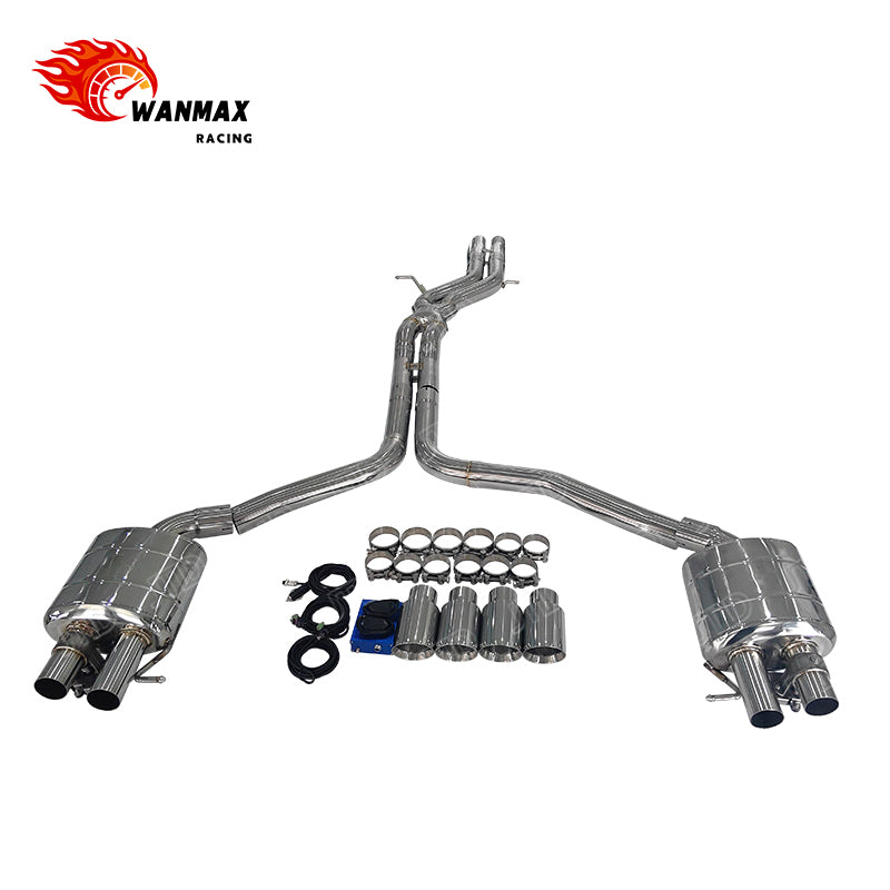 In Stock High-Grade Catback Exhaust System for Audi A6 A7 C7 C7.5 3.0T V6 2012-2018 Mirror Polished SS304 Electronic Valved