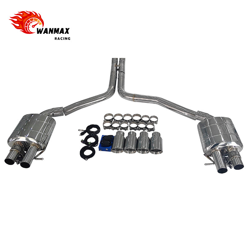 In Stock High-Grade Catback Exhaust System for Audi A6 A7 C7 C7.5 3.0T V6 2012-2018 Mirror Polished SS304 Electronic Valved