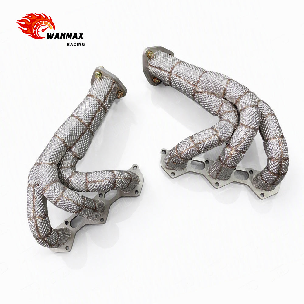 Full Heat Shielded Exhaust Manifold Headers for Porsche 718 GT4 Spyder 4.0L 2020+ T304 Stainless Steel Equal Length 3-into-1