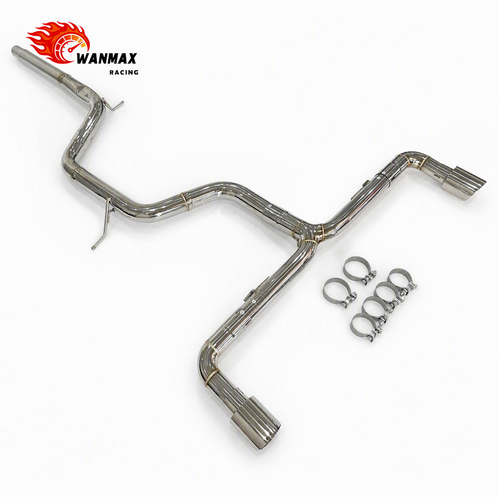 Premium Stainless Steel Catback Exhaust System for VW Golf MK8 MK8.5 GTI 2.0T 2021+ Straight-Through with Silver Tips