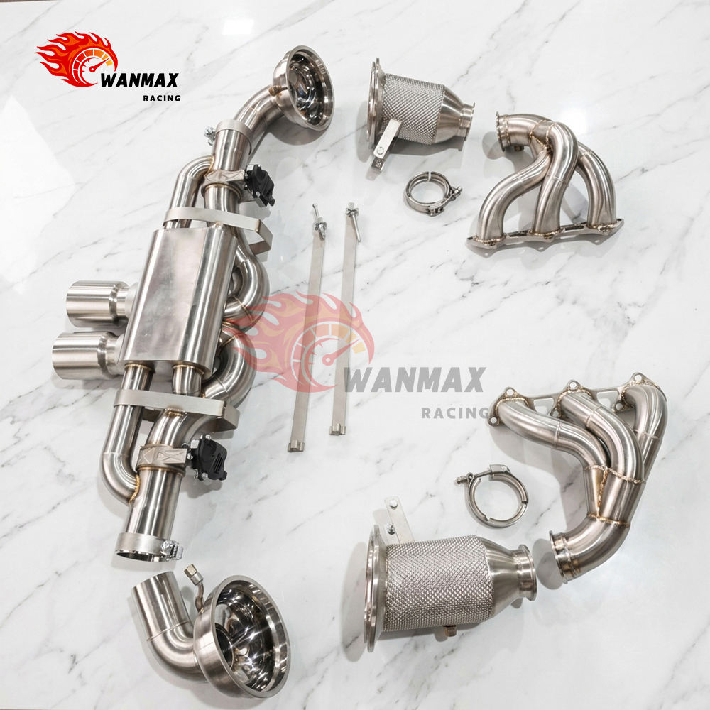 Performance T304 Stainless Steel Valved Full Exhaust System with Racing Headers for Porsche 911 992 GT3 4.0L