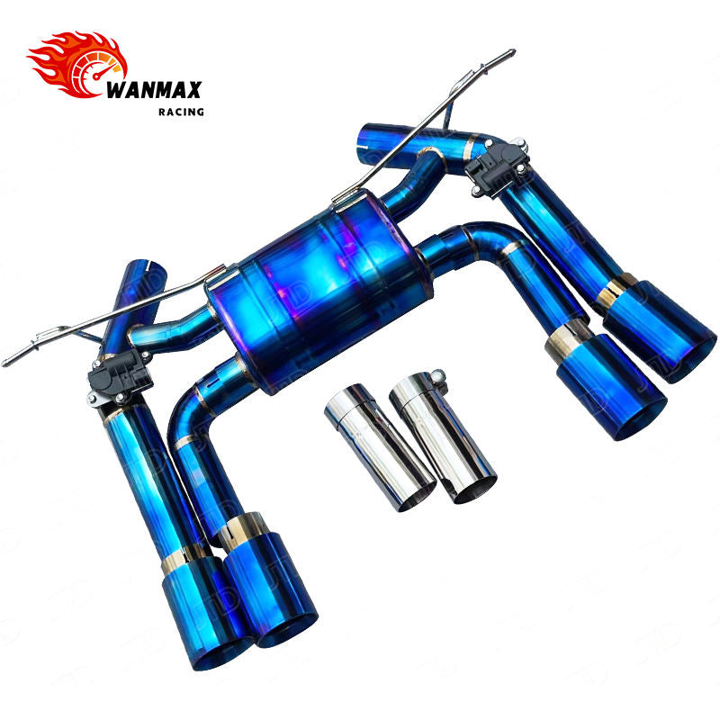 Burnt Blue Full Titanium Dual Valved Axle Back Exhaust for BMW F80 M3 F82 F83 M4 S55 3.0L Twin Turbo 2014-2020