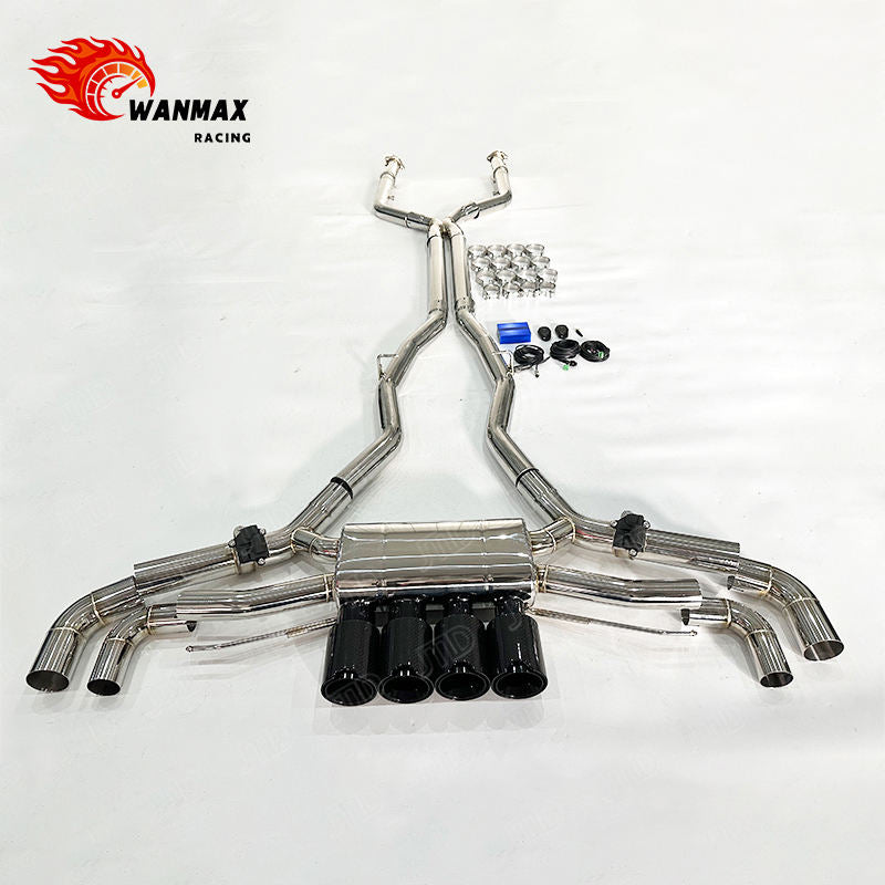 Flange Joint Electronic Valved Catback Exhaust with Carbon Tips for BMW X5M F95 X6M F96 4.4L S63 Twin Turbo V8