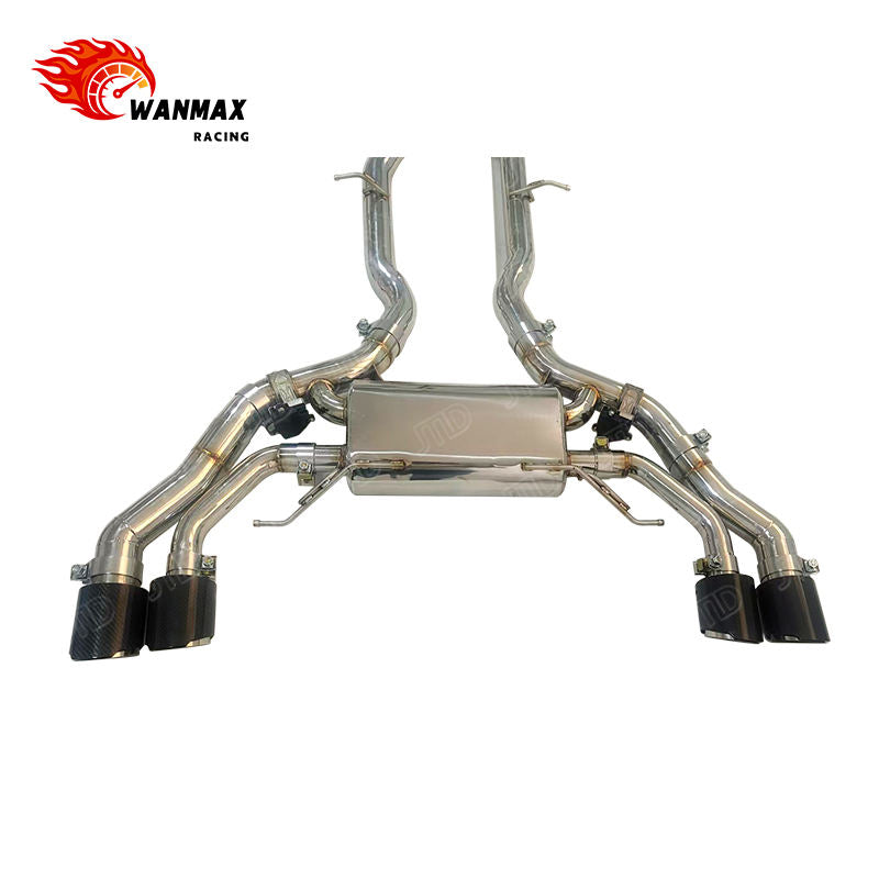 Polished SS304 Valvetronic Catback Exhaust for BMW F97 X3M F98 X4M S58 3.0L with Quad Carbon Tips