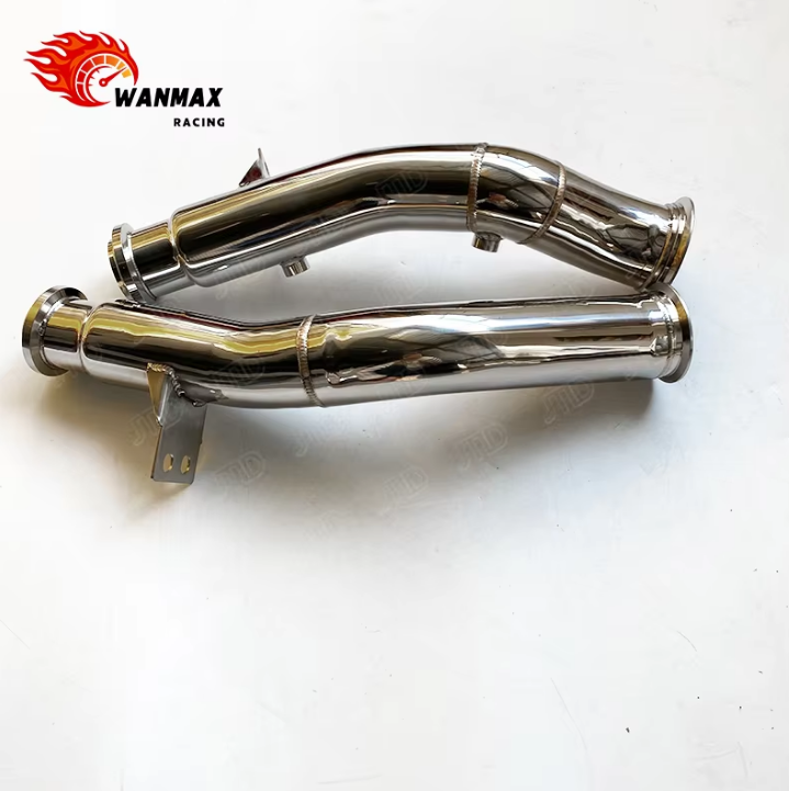 Polished 304 Stainless Steel High-Flow Exhaust Downpipe for Mercedes-Benz C43 AMG W205 3.0T V6 Twin Turbo