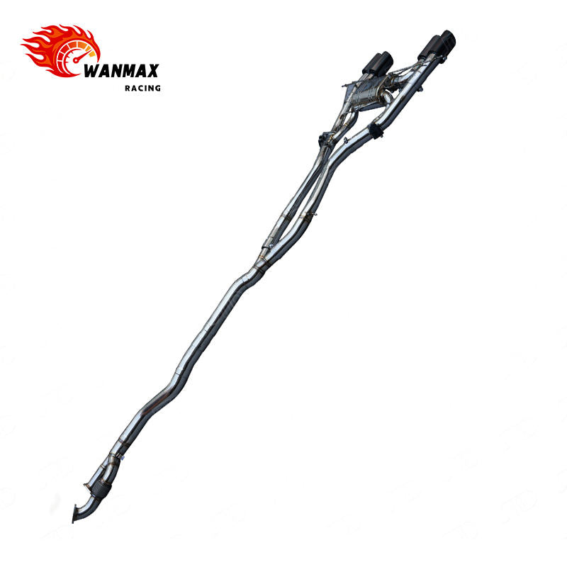 Polished SS304 Valvetronic Catback Exhaust System for BMW G80 M3 G82 M4 G87 M2 S58 3.0L with Gloss Black Tips