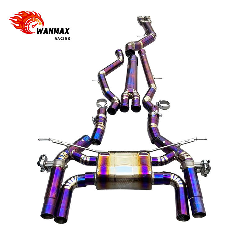 Burnt Purple Titanium Valved Catback Exhaust for BMW M3 G80 M4 G82 S58 Muffler Pipe with Quad Tips