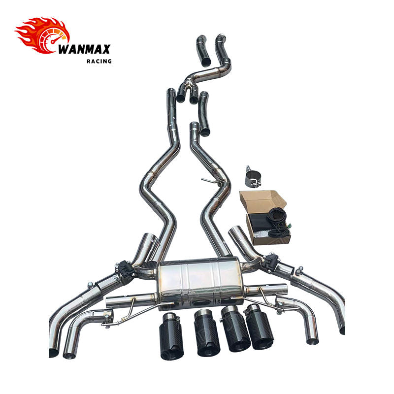 Polished SS304 Valvetronic Catback Exhaust System for BMW G20 M340i G22 G23 M440i B58 3.0L Twin Turbo with Quad Carbon Tips