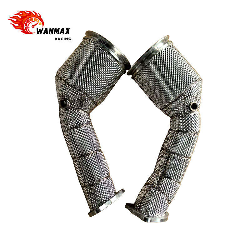 Heat Shielded SS304 High Flow Front Downpipe Pair for Audi RS4 B9 RS5 B9 2.9T V6 Twin Turbo